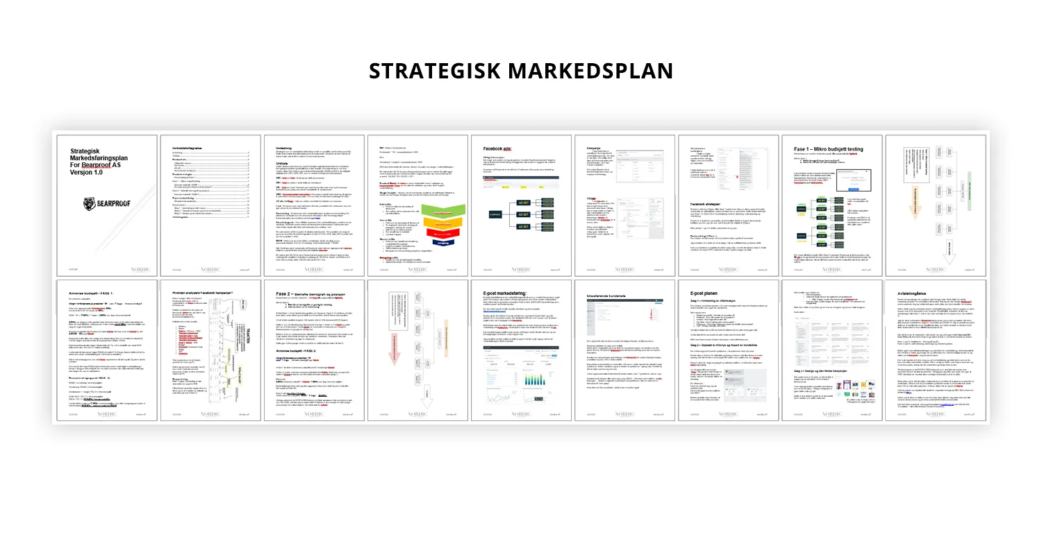 Sider fra den strategiske markedsplanen for Bearproof AS