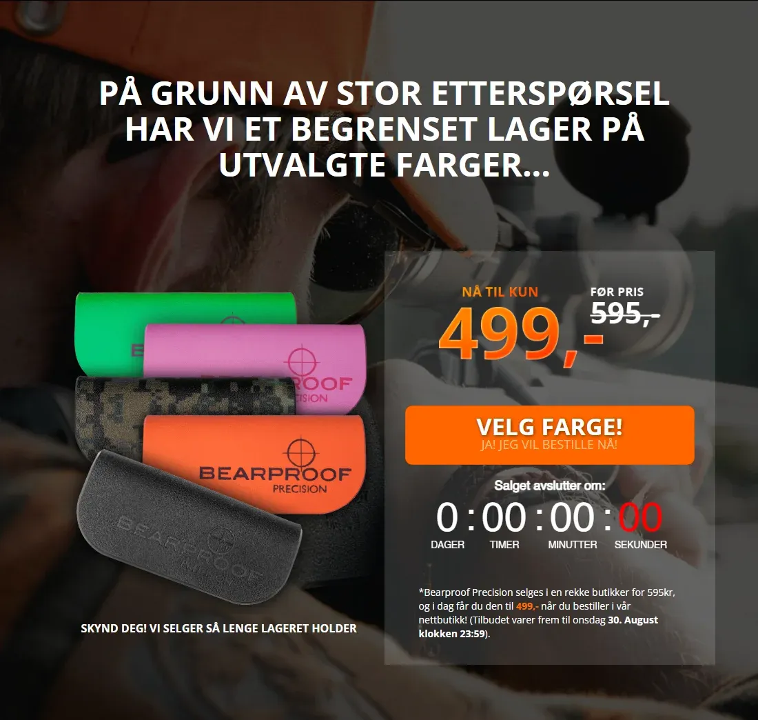 Tilbudet til slutt: begrensede farger, salgsprisen og nedtellingsklokken