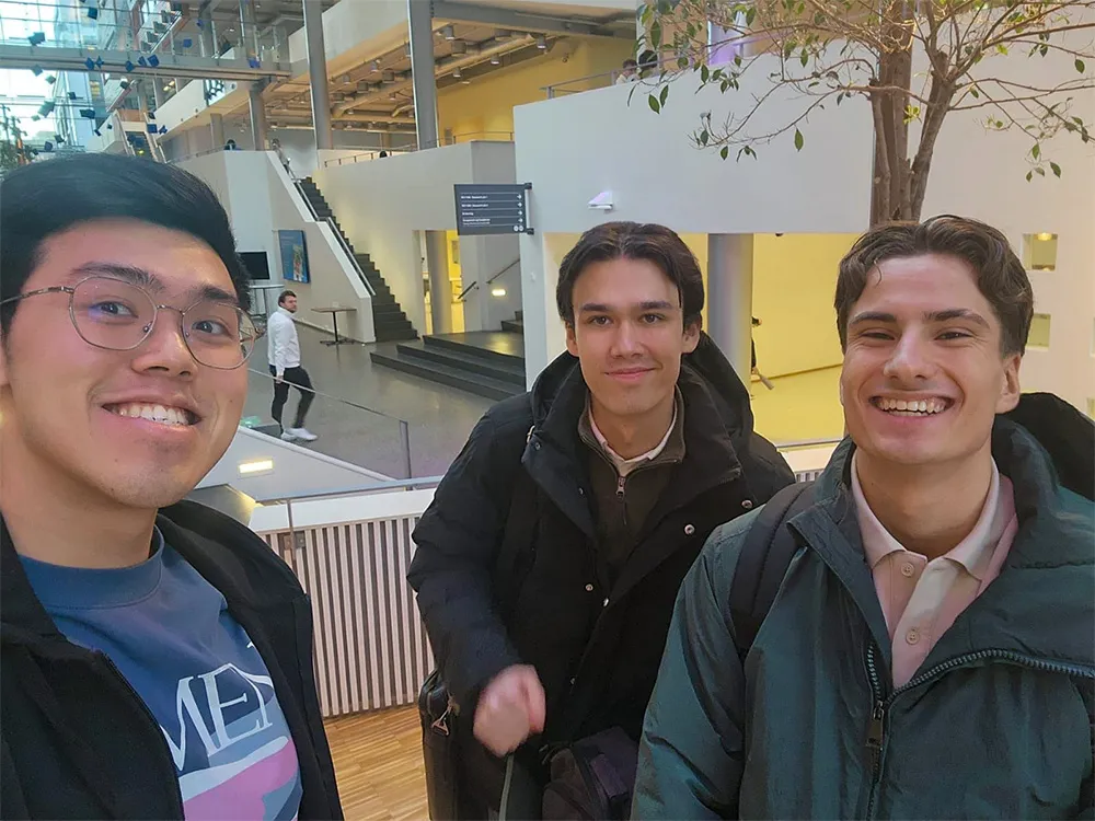 The three members of our FIN3616 group smiling at the camera: Nicholas Chong on the left and Jibbe van der Schenk on the right